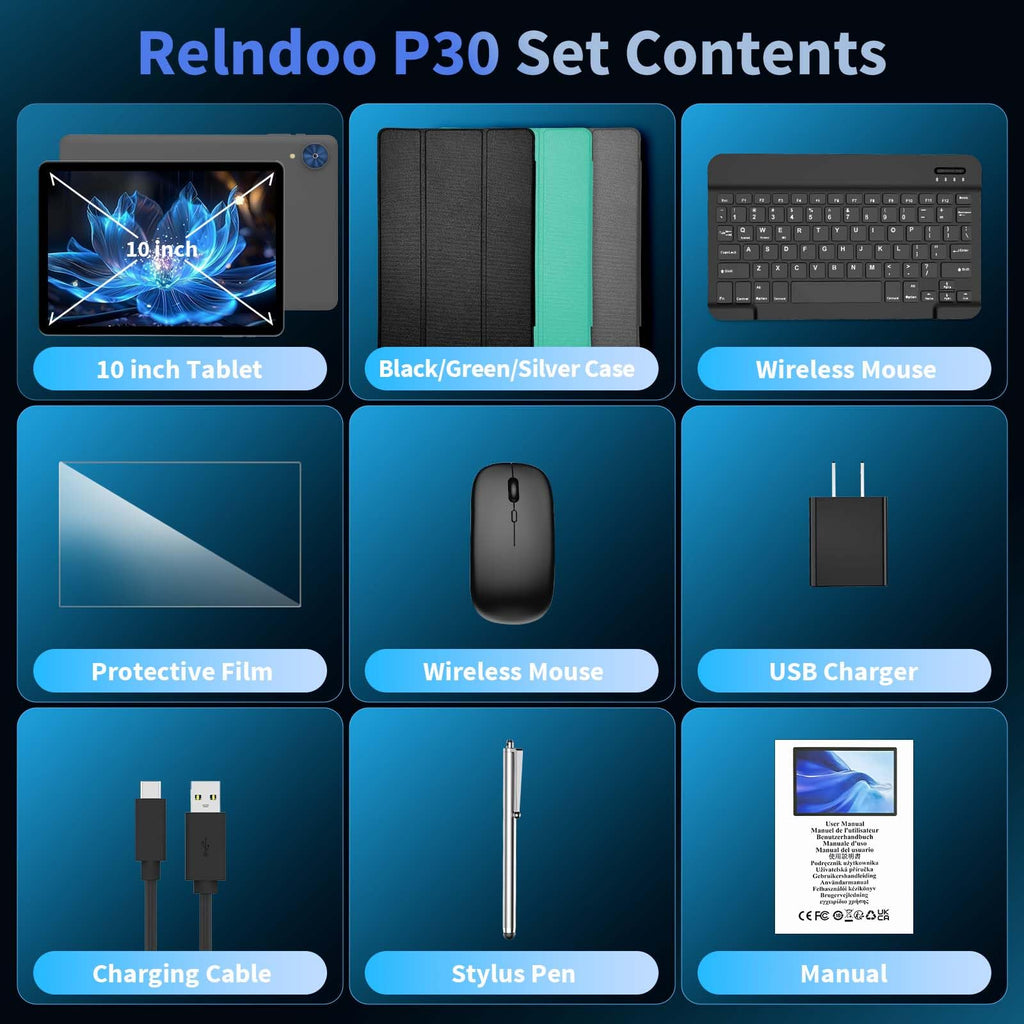 Android 16 Tablet with Keyboard, 10 inch Tablet with 26GB+256GB+2TB Expand