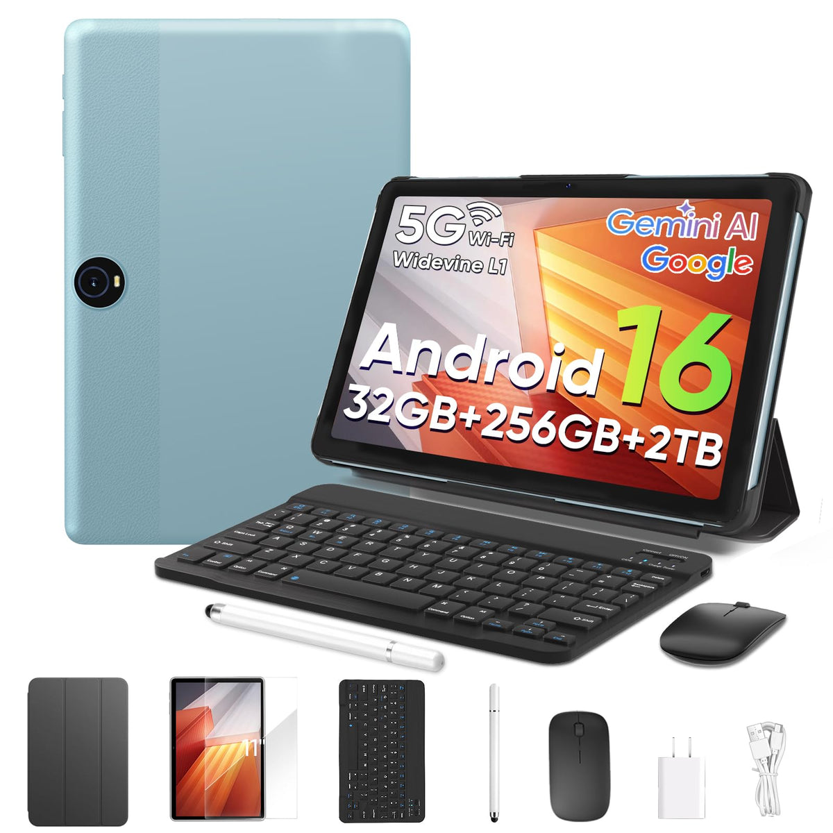 11 inch Tablet with Keyboard - Android 16 Tablet with 32GB+256GB+2TB Expand