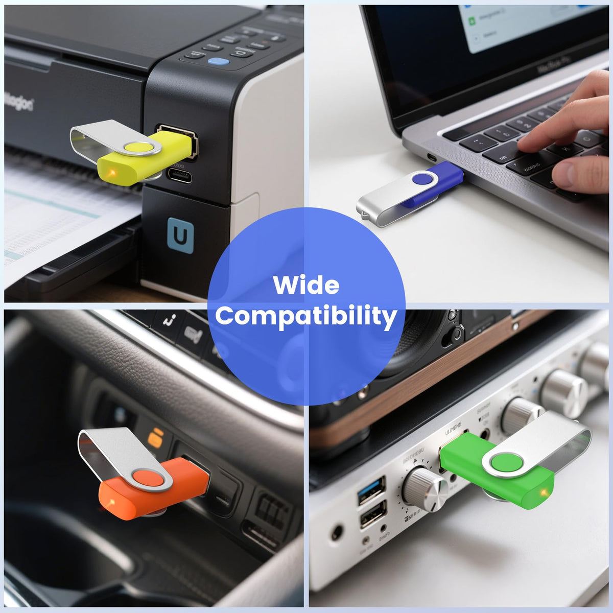 128MB Flash Drive 100 Pack, USB 2.0 Memory Stick with Lanyards