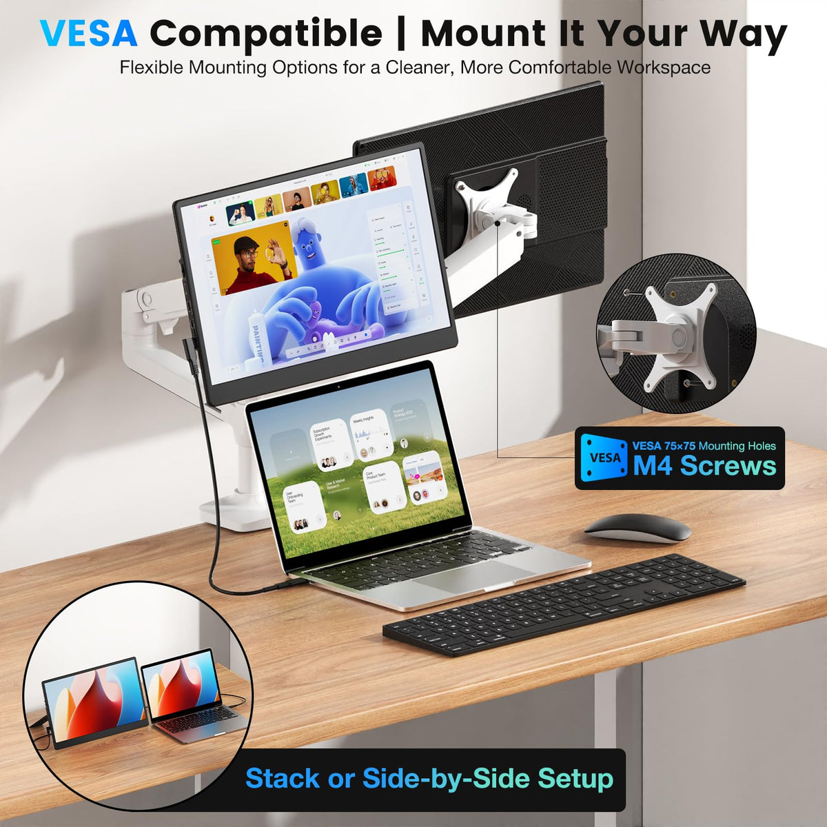 Laptop Screen Extender, 15.6" Fhd Portable Monitor With Dual Stands