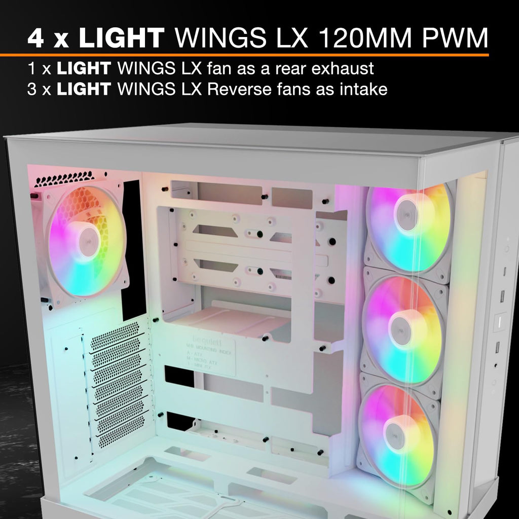 be quiet! Light Base 500 LX White PC Case, Fully Windowed Front and Side