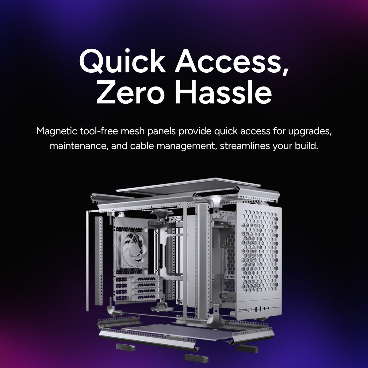 Cooler Master MasterFrame 400 Micro-ATX Case, High Airflow 360mm AIO Silver