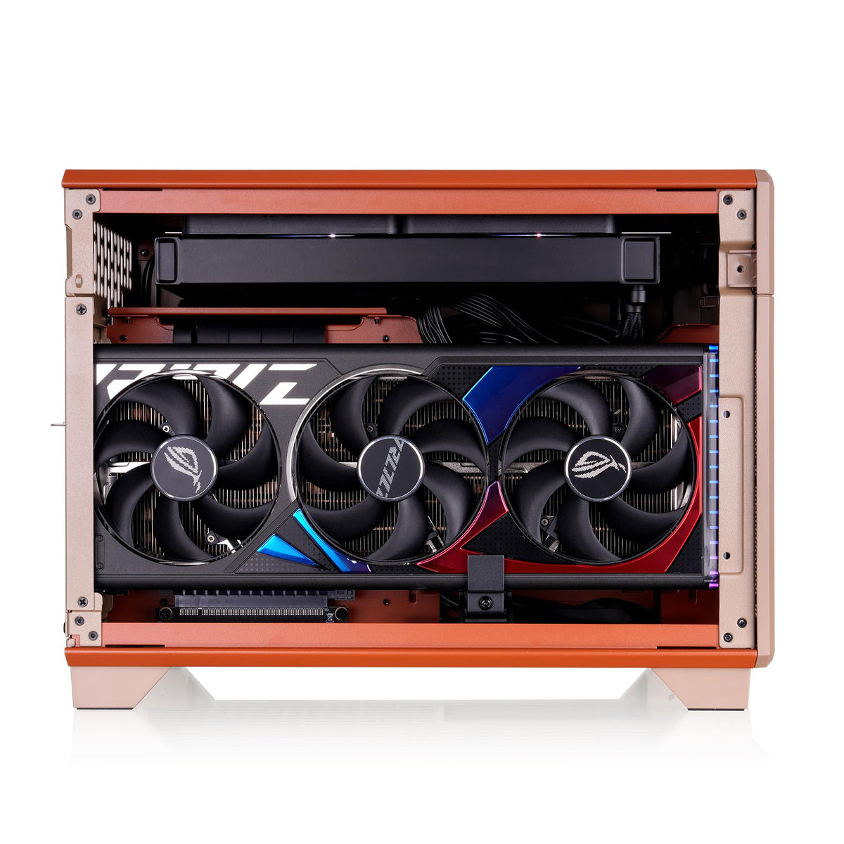 Thermaltake TR100 SFF Chassis; mITX Support; 18.9 Liters; PCIe 4.0 Riser Cable Included; 360mm GPU Clearance; 280mm Radiator Support; Removable PCIe Bracket; Gravel Sand; CA-11A-00SGNN-00