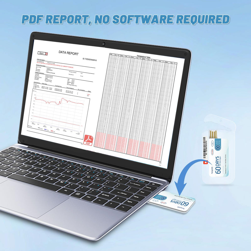 Tzone Temperature Data Logger USB with PDF Report 20 Packs