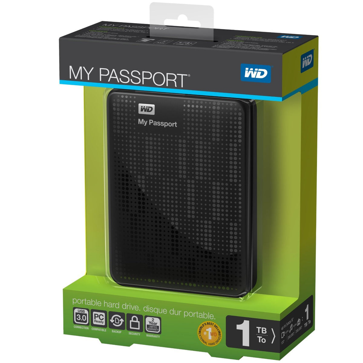 WD My Passport 1TB Portable External Hard Drive Storage USB 3.0 Black