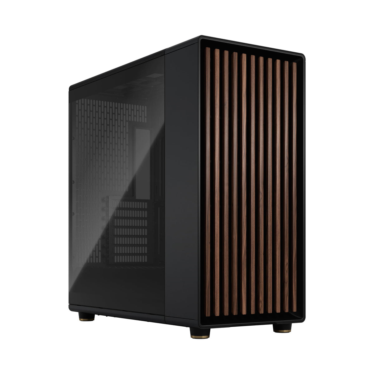 Fractal Design North Chalk White Tempered Glass Clear - Genuine Oak Wood Front - Glass Side Panel - Two 140mm Aspect PWM Fans Included - Type C USB - ATX Airflow Mid Tower PC Gaming Case