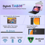 10.1 Inch Android AI Tablet, Full Metal Body, 30GB RAM+128GB ROM, 2TB TF Expandable, 8000mAh Battery, Incell IPS Display, 5G WiFi BT 5.0, Tablet with Keyboard & Mouse, Black