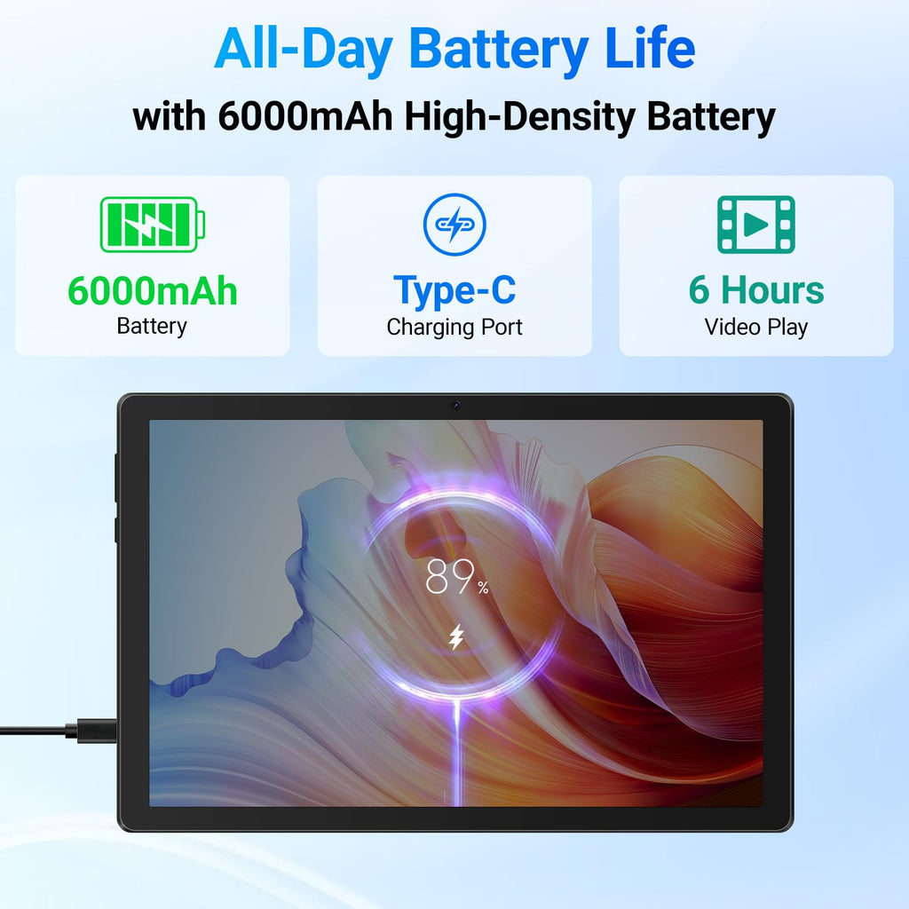Tablet, 10.1" Android 16 Tablet, 24GB RAM 64GB ROM 1TB Expand