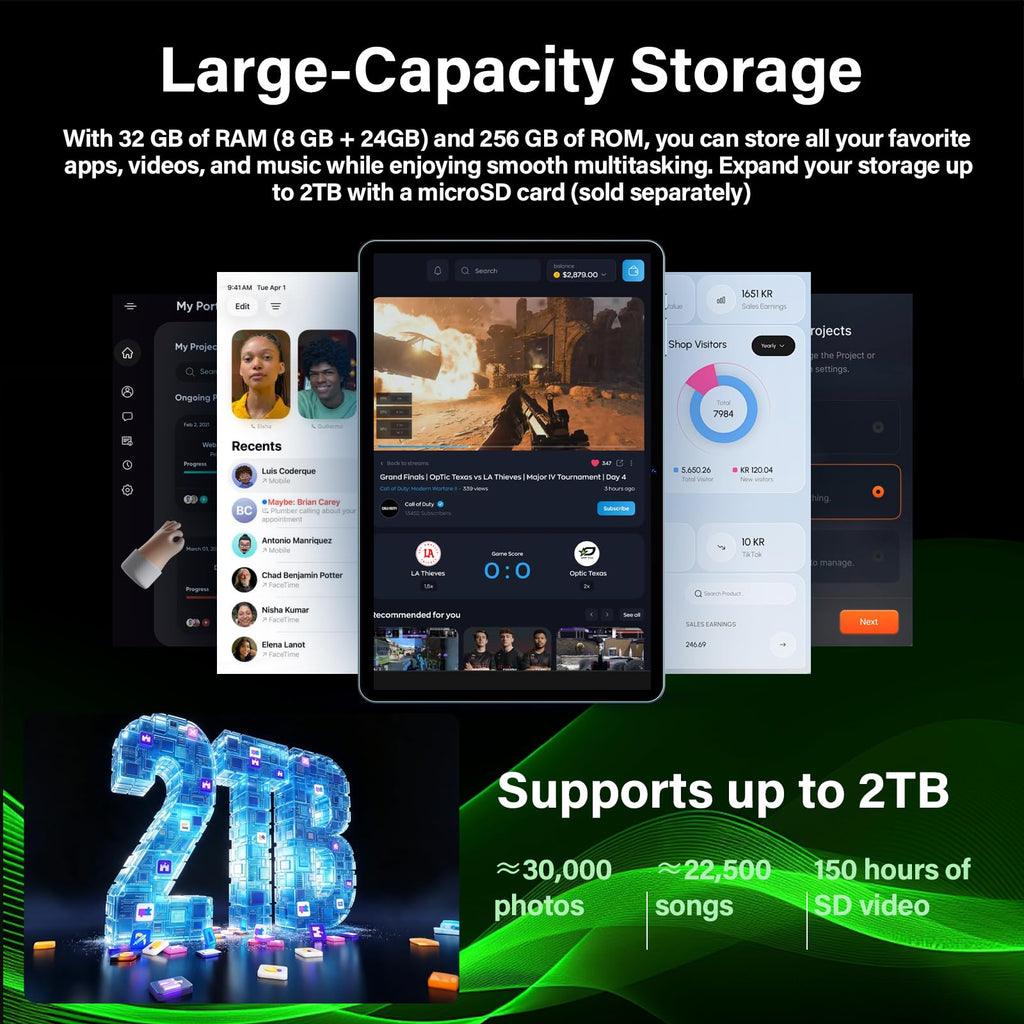 Android 16 Tablet with Keyboard - 13 inch Tablet with 32GB+256GB+2TB Expand