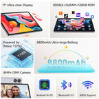 Tablet 11 inch, Android 16 Tablet with Keyboard, Mouse & Stylus, Gray