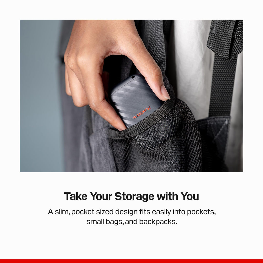 Sandisk 1TB Portable Drive, Up to 600MB/s Read Speeds - Black