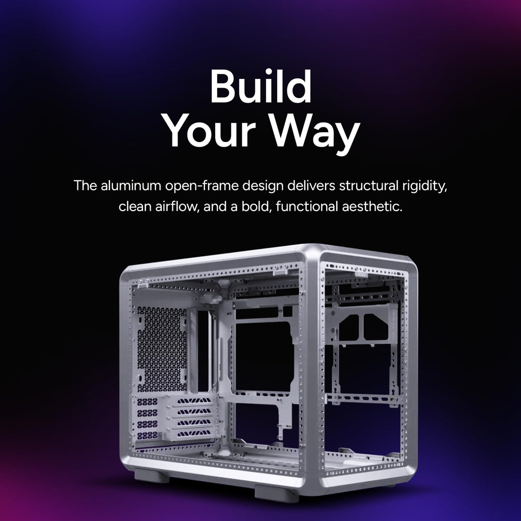 Cooler Master MasterFrame 400 Micro-ATX Case, High Airflow 360mm AIO Silver