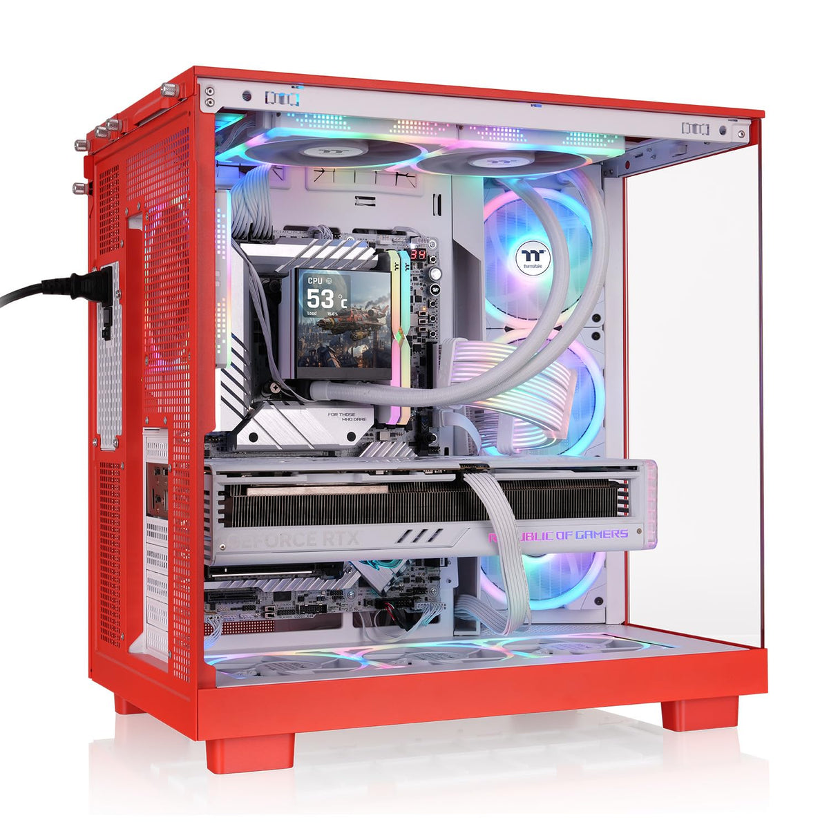 Thermaltake View 380 XL TG ARGB; 4x120mm ARGB Lite Fans Included; 360mm Radiator Support; 420mm GPU Clearance; Hidden Connector Support; Dual Chamber; Flaming Orange; CA-11E-00MRWN-00