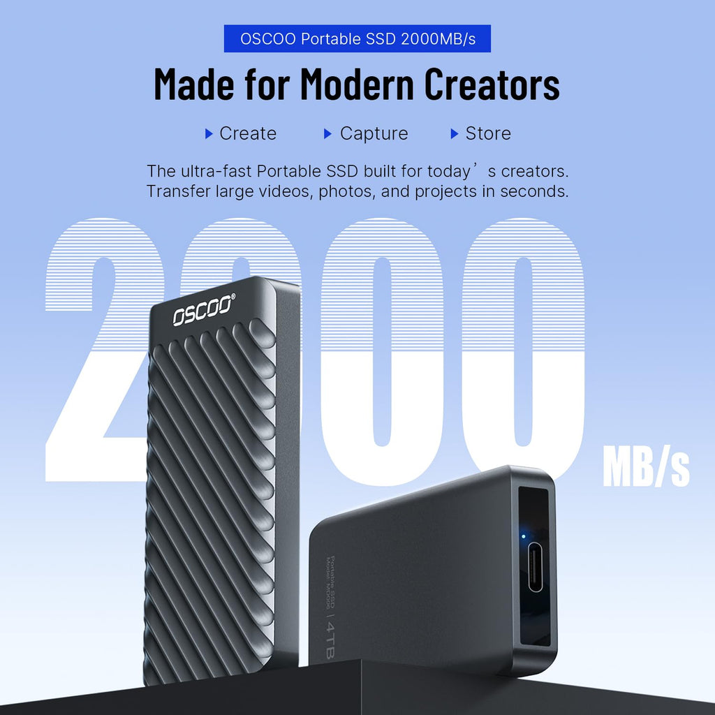 2TB External Hard Drive, Up to 2100MB/s, USB 3.2 Gen 2 External SSD
