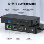 Surface Docking Station Triple Displays Dual 4K HDMI+VGA with Power Supply