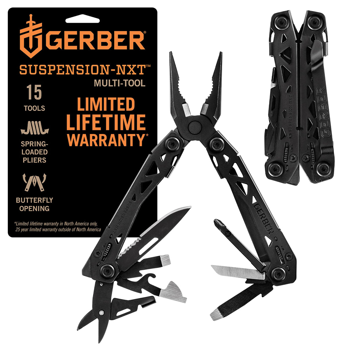 Gerber Gear Suspension-NXT 15-in-1 EDC Multi tool with Pocket Knife, Needle Nose Pliers and Wire Stripper Tools, Gifts for Men, Survival and Camping Gear, Stainless Steel (Pack of 12)
