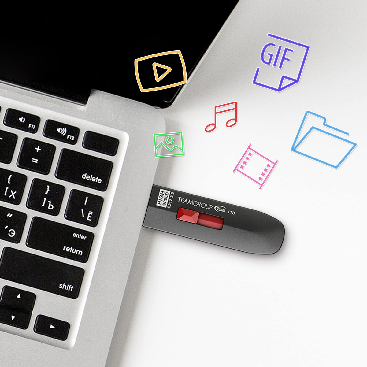 TEAMGROUP C212 Extreme Speed 512GB 1000/800MB/s USB 3.2 Gen 2 Easy Push-and-Pul Flash Thumb Drive External Data Storage Memory Stick Compatible with Computer/Laptop/PS4 PS5 TC2123512GB01