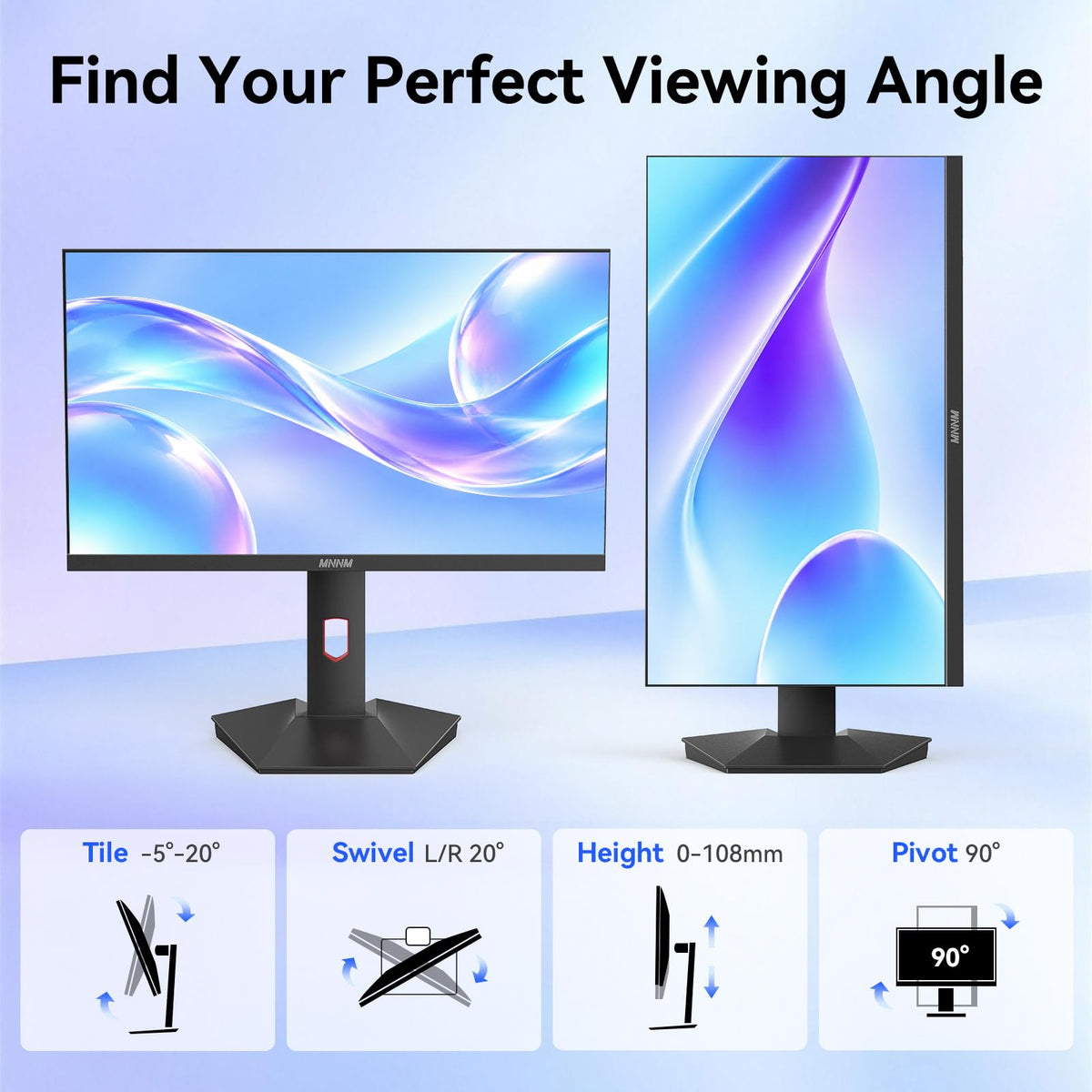 24 Inch Computer Monitor FHD 1080p 100Hz VA LED Screen Dual Speakers