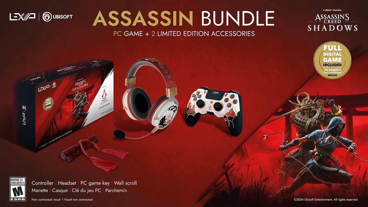 Lexip & Ubisoft Assassin's Creed Shadow Assassin Bundle: PC Game, Headset and Controller