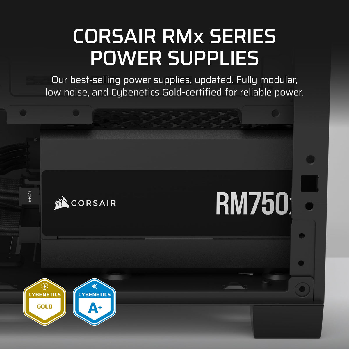 CORSAIR RM750x ATX 3.1 PCIe 5.1 Ready Fully Modular 750W Power Supply – Low-Noise, Cybenetics Gold Efficiency, Native 12V-2x6 Connector – Black, 750W (Pack of 2)