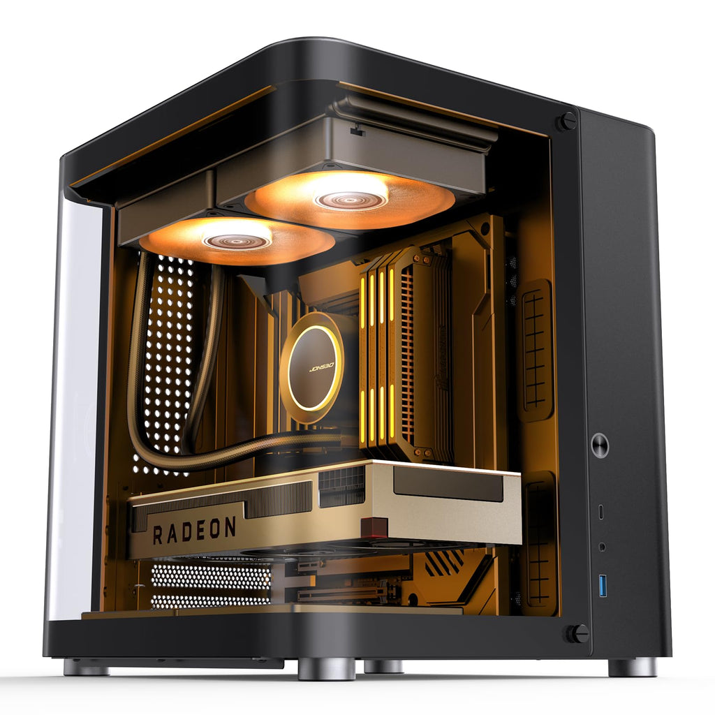 JONSBO TK-4 Black ATX PC Case,Separated Cabinet Mid Tower Computer Case,Bi-Bent Surround View Glass,Aluminum Alloy, Support Micro/ATX, SP Back-Connect(BTF) MB /460GPU/200PSU,Type-C Jack, Black