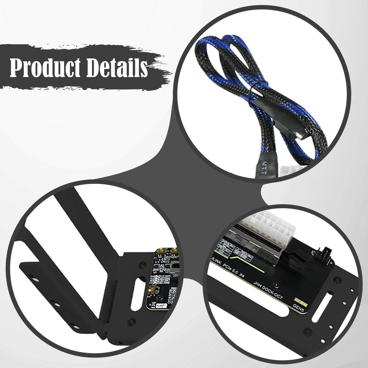 External Graphics Card Dock Bracket Easy Installation Parts Versatile with Adapter, Black