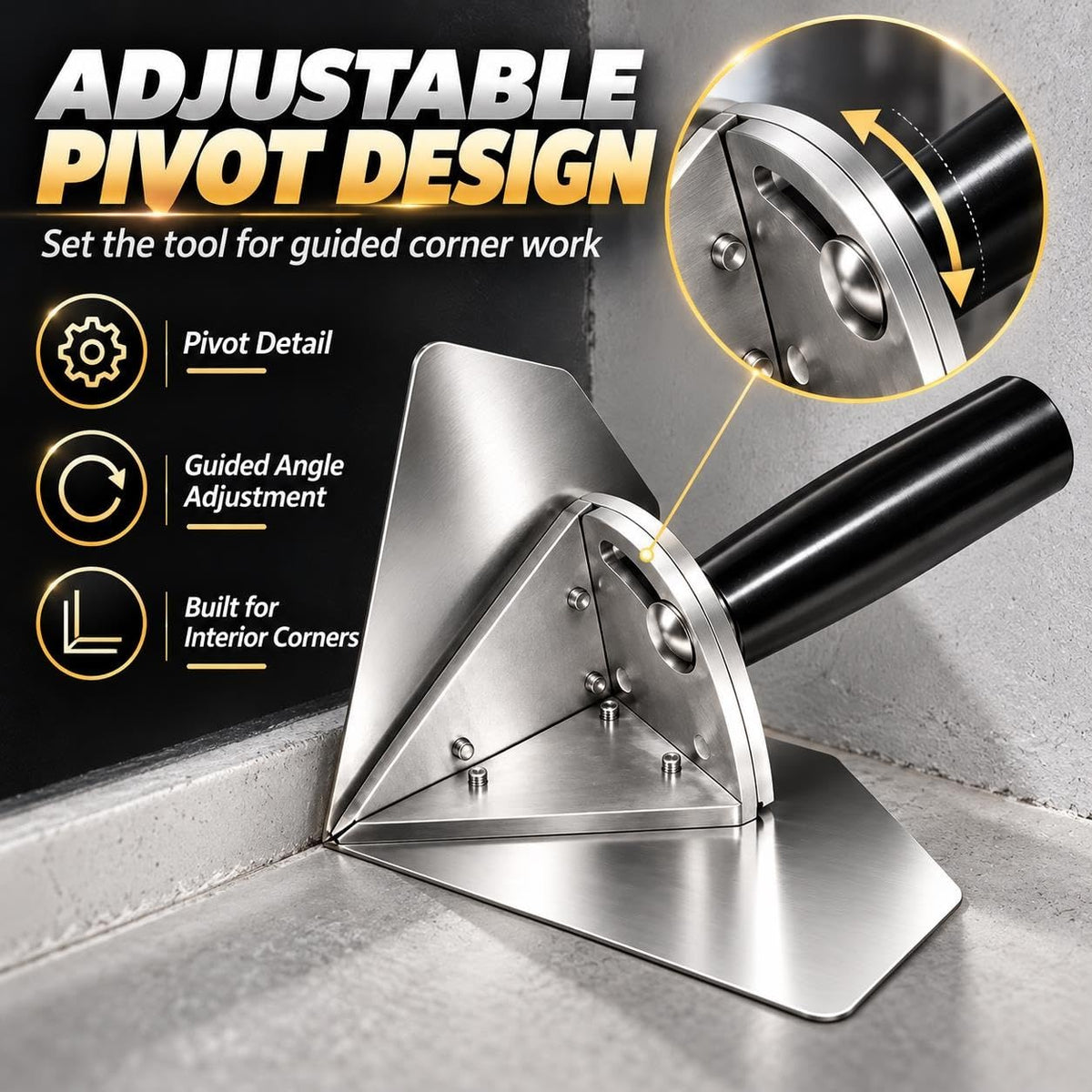 Stainless Steel Internal Corner Finishing Trowel, Inside Corners Scraper
