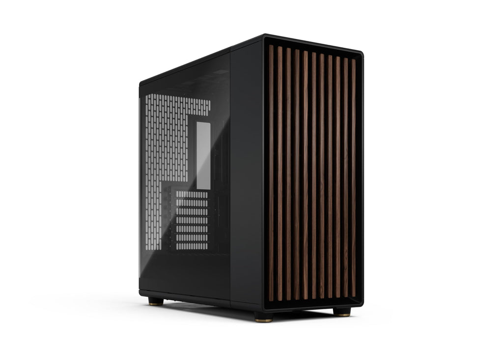 Fractal Design North Chalk White Tempered Glass Clear - Genuine Oak Wood Front - Glass Side Panel - Two 140mm Aspect PWM Fans Included - Type C USB - ATX Airflow Mid Tower PC Gaming Case