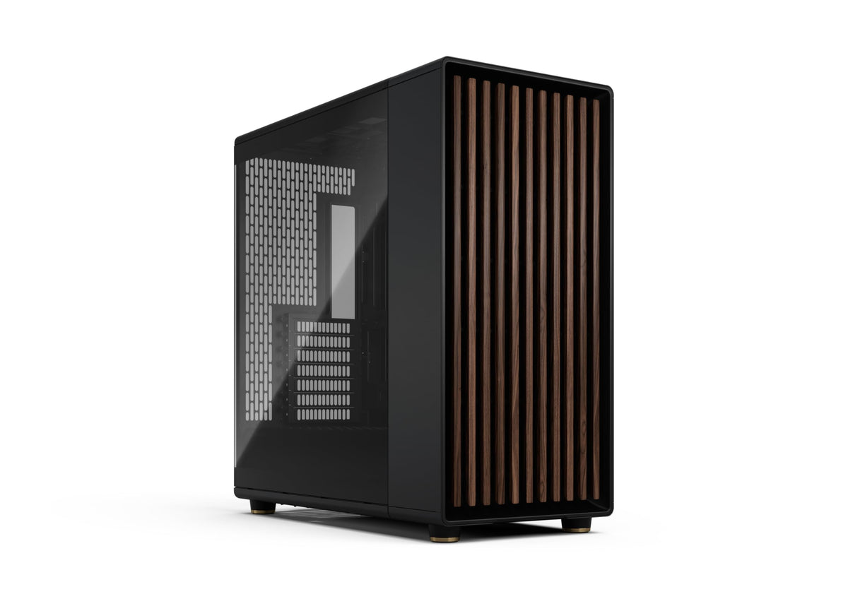 Fractal Design North Chalk White Tempered Glass Clear - Genuine Oak Wood Front - Glass Side Panel - Two 140mm Aspect PWM Fans Included - Type C USB - ATX Airflow Mid Tower PC Gaming Case