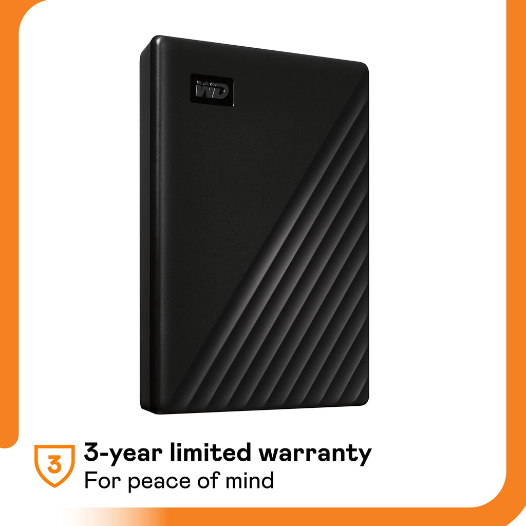 WD 4TB My Passport, Portable External Hard Drive, Black, Backup Software with Defense Against ransomware, and Password Protection, USB 3.1/USB 3.0 Compatible - WDBPKJ0040BBK-WESN