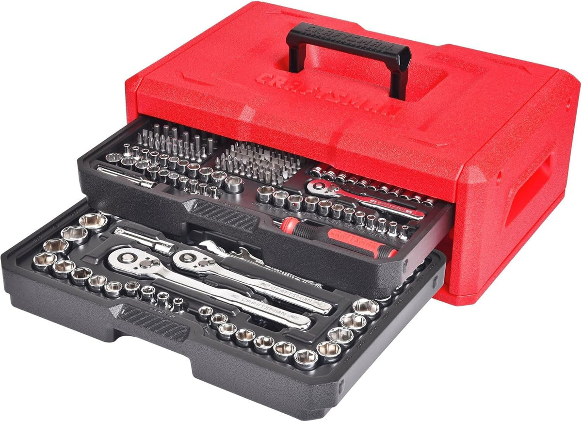 CRAFTSMAN Mechanics Tool Set, 256-Piece Hand Tool and Socket Set with 72-tooth Low Profile Ratchet and 2-Drawer Tool Box (CMMT45256)