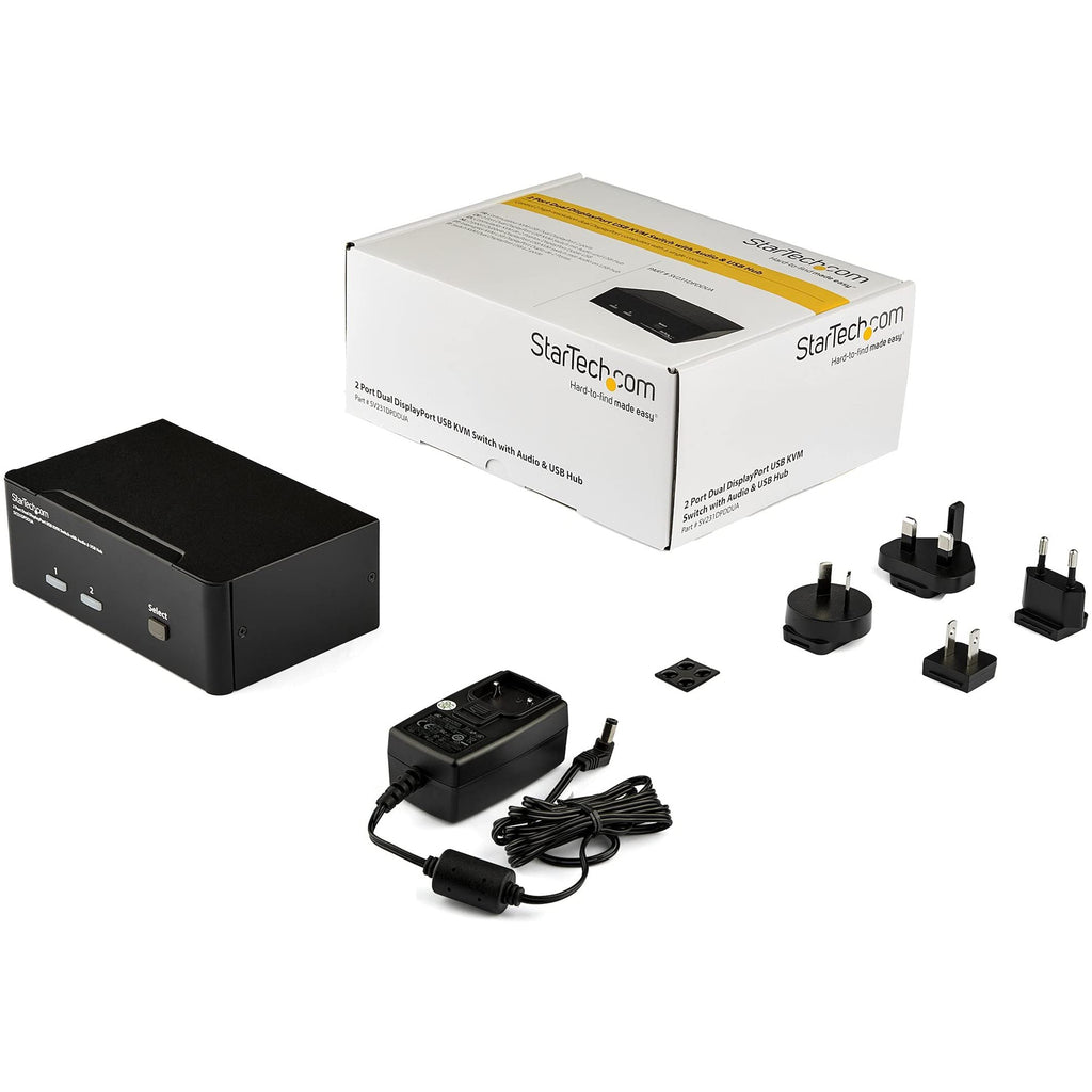 StarTech 2-Port Dual-Monitor DisplayPort KVM Switch, USB Hub, Audio, TAA