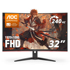 AOC 27 Inch Curved Gaming Monitor FHD 200Hz VA 0.3ms HDR, C27G4H2
