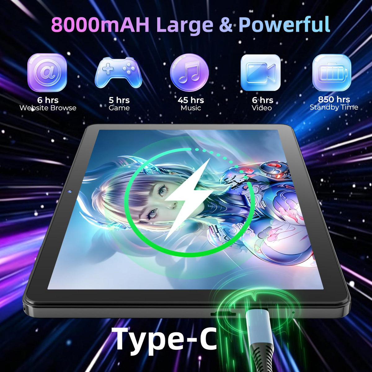 11 inch Tablet with Keyboard,Android 16 Tablet with Octa Core Processor