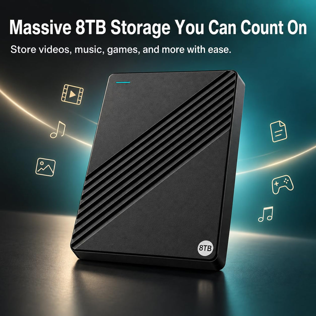 8TB External Hard Drive Portable,USB 3.0 for PC Mac Laptop Desktop HDD