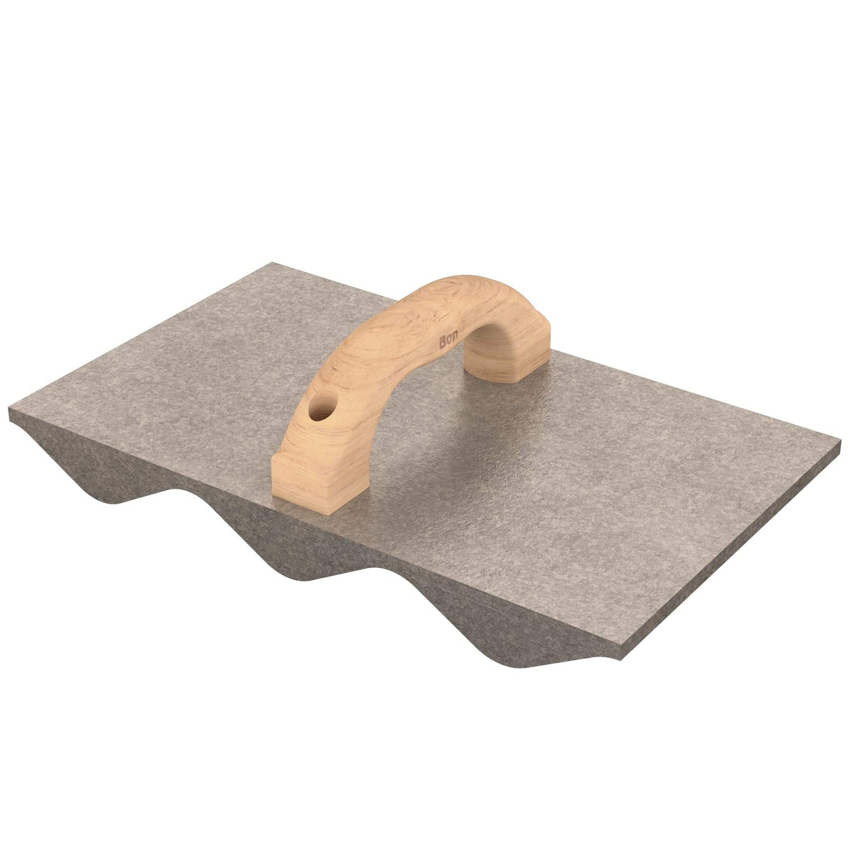 Bon Rumble Strip Hand Float 13 1/2 in. x 7 1/4 in. Cast Aluminum Concrete Float with Wood Handle, 1 in. Radius Wave Pattern Tool for Highway Shoulder and Median Work