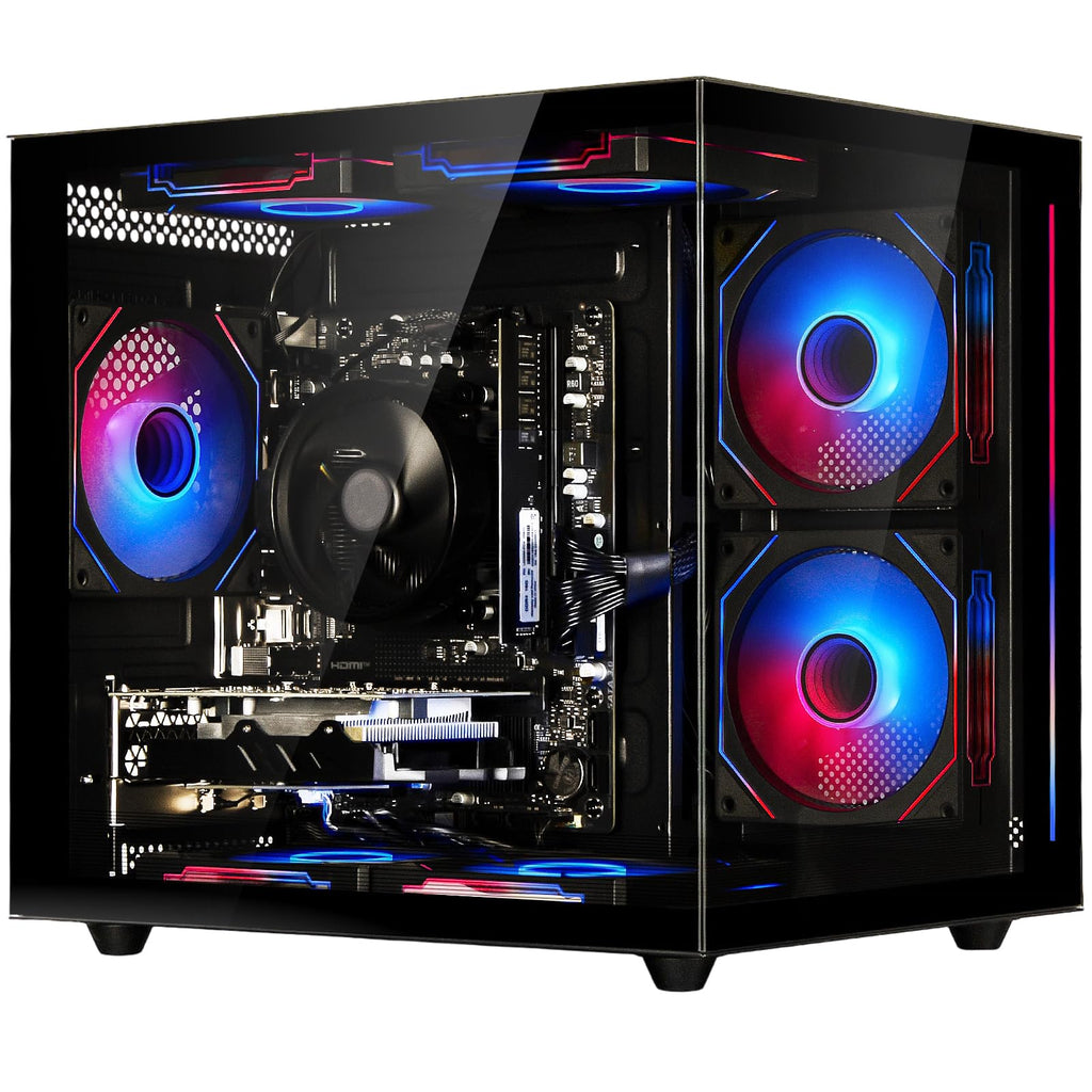suevery Pre Built Gaming PC Bundle AMD Ryzen7 Desktop Computer Black