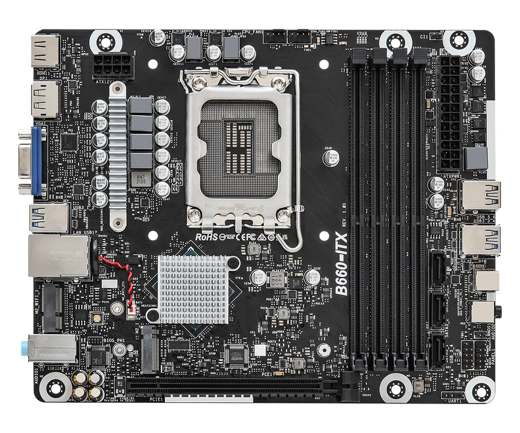 ASRock DeskMeet B660 Mini PC Barebone Kit – Intel B660, Supports 14th/13th/12th Gen Intel Core CPUs, DDR4 128GB, PCIe 4.0, Dual M.2, 500W PSU, USB-C, HDMI/DP/D-Sub (No CPU/RAM/Storage)