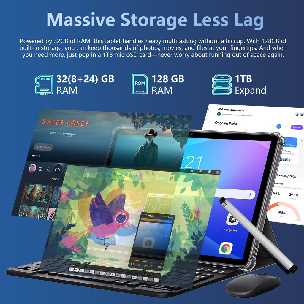 2026 Android Tablet with Keyboard, 11 inch Android 16 Tablet