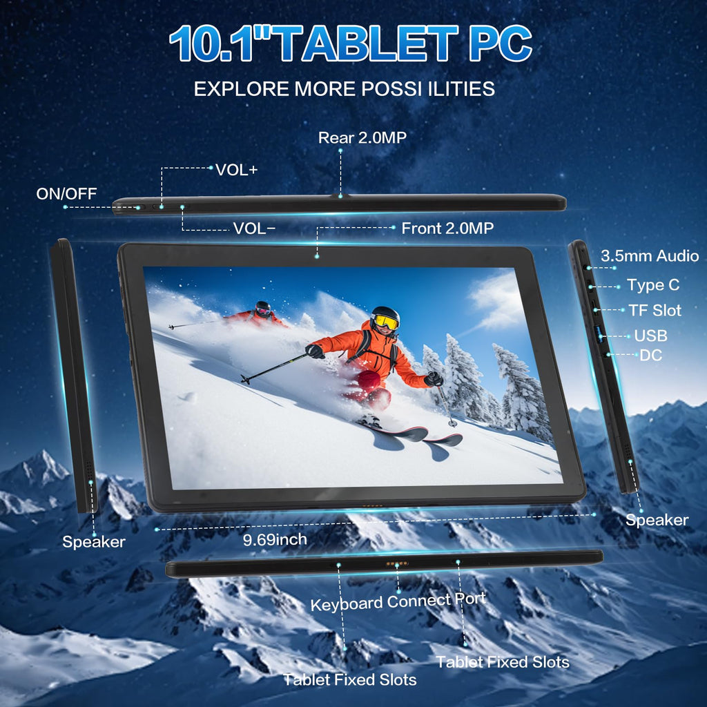 10.1" 2-in-1 Windows Tablet / Laptop, IPS Touchscreen,12GB RAM 128GBSSD