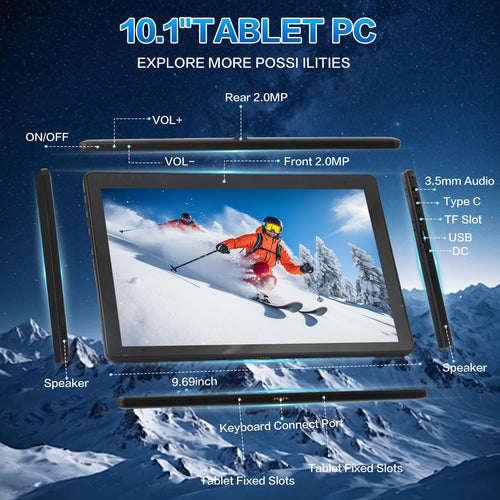 10.1" 2-in-1 Windows Tablet / Laptop, IPS Touchscreen,12GB RAM 128GBSSD