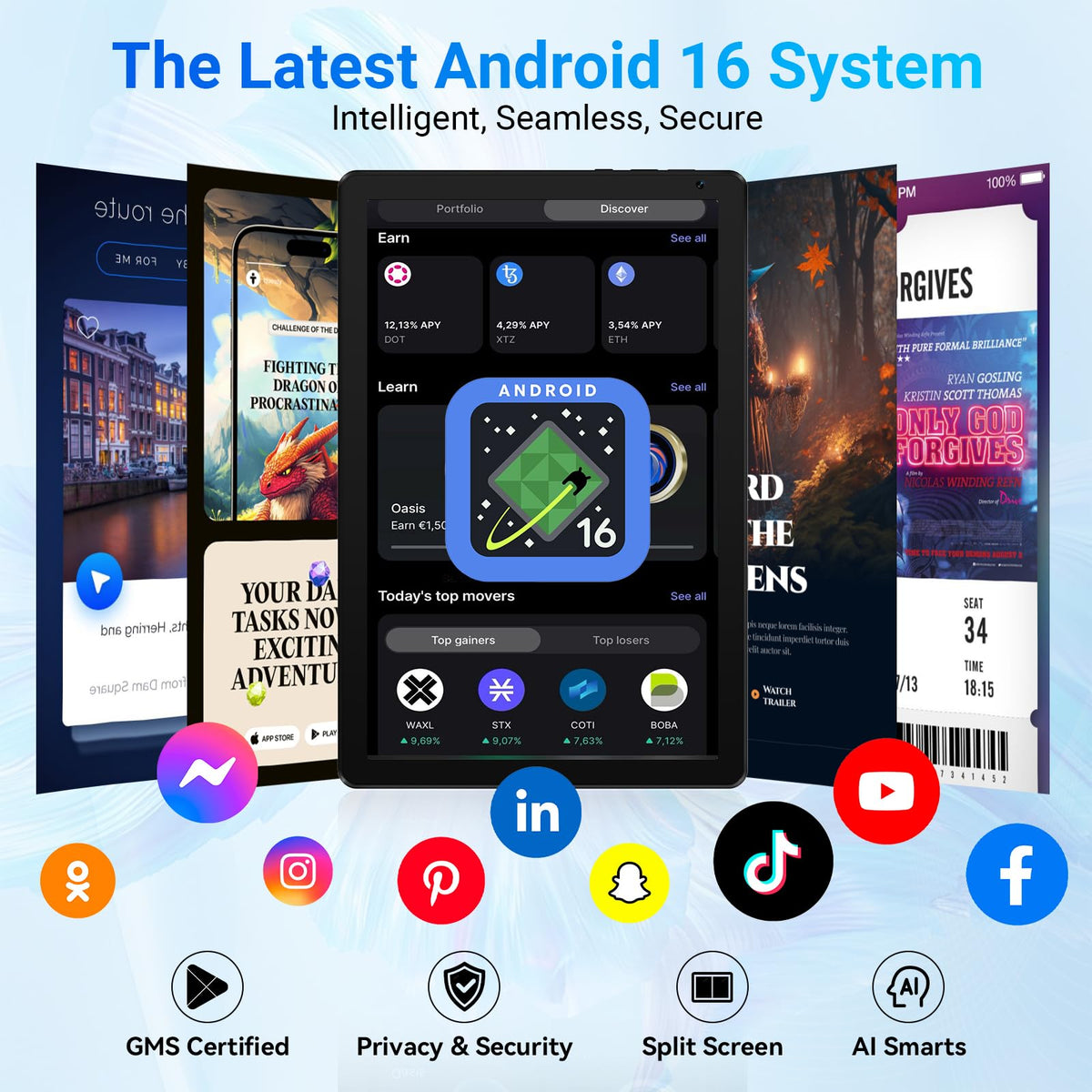 Android Tablet 10.1 inch with Octa-Core Processor, 36GBRAM+128GB Storage