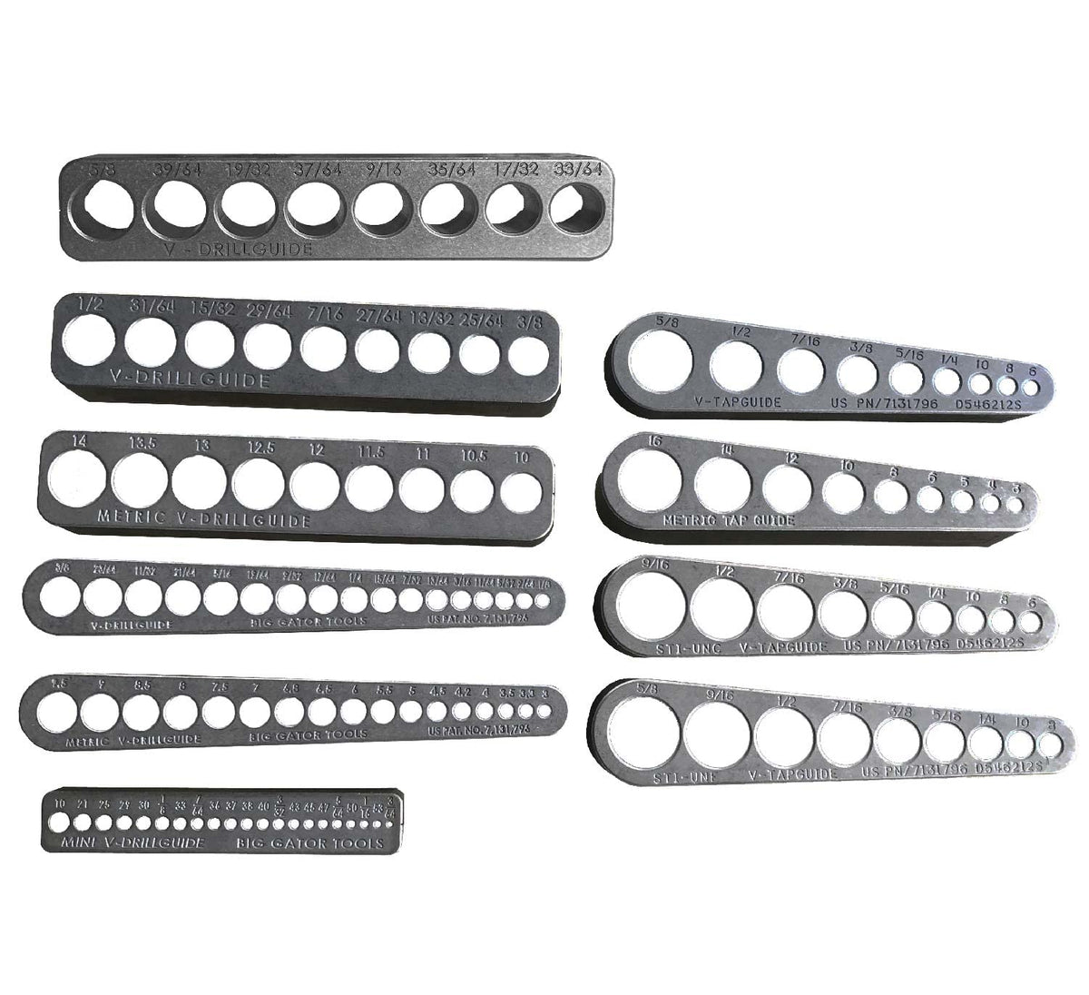 The Ultimate Big Gator Set - 10 pc set - Big Gator Tools V-DrillGuides & V-TapGuides