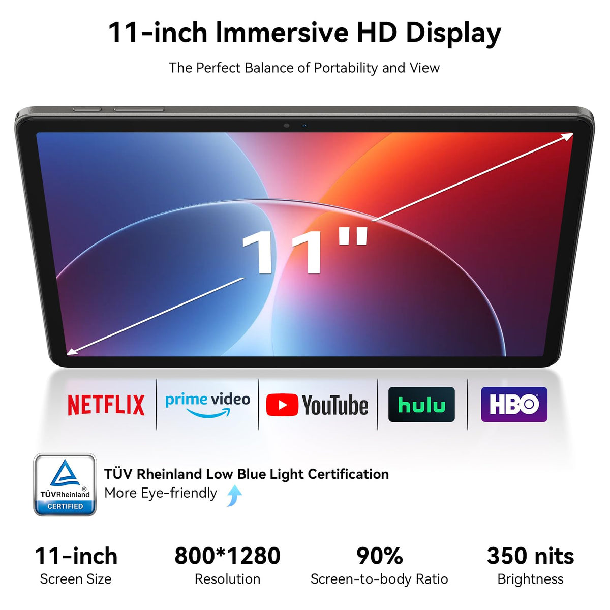 Tablet 11 Inch, Android 16 Tablet with Octa Core Processor, 24GB+ 128GB (Up to 2TB), Gemini AI Tablets, 90Hz Display with 8000mAh Battery, 4-Year Warranty for Work, Study, Travel & Gaming (Gray)