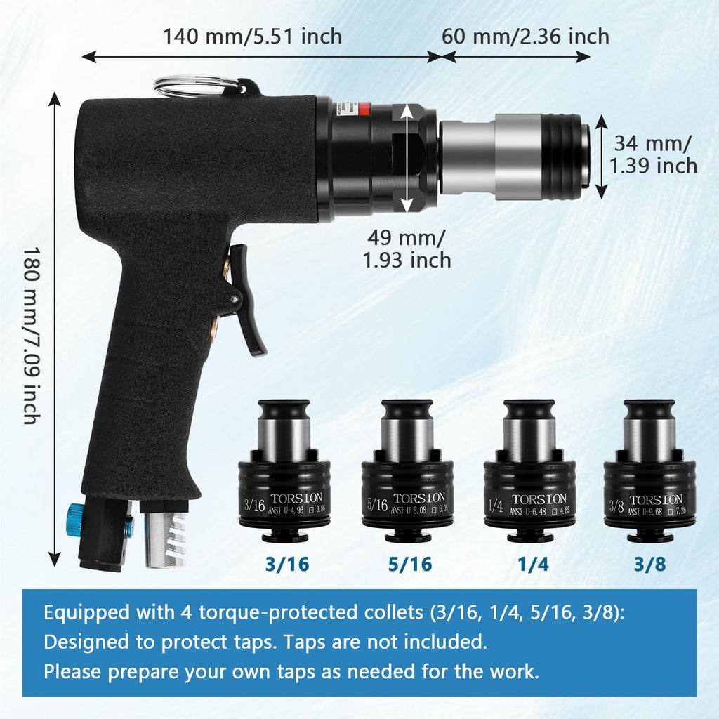 MXBAOHENG Pneumatic Tapping Machine w/ 4pcs ANSI Collets