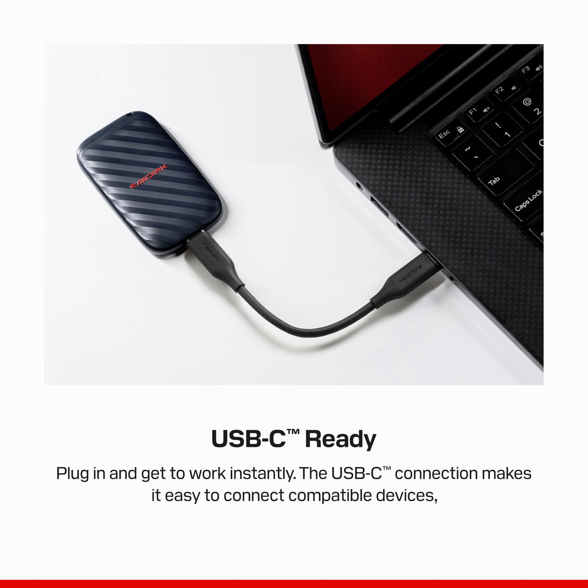 Sandisk 1TB Portable Drive, Up to 600MB/s Read Speeds - Black