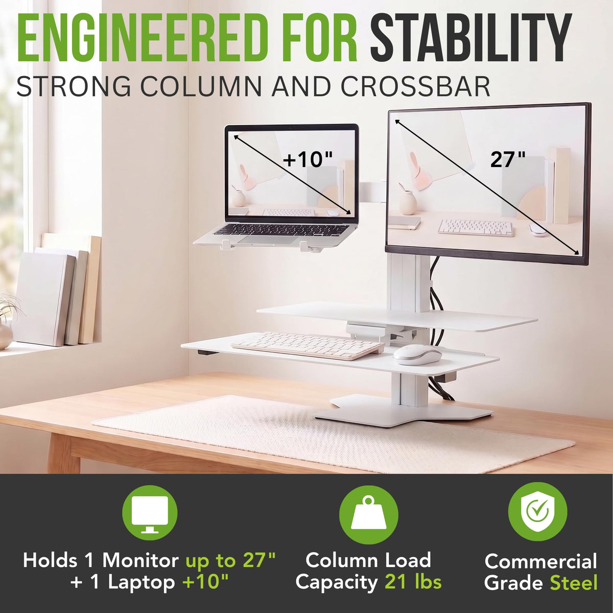Perfect POSTURE Standing Desk Converter - Laptop & Monitor Riser - 18" Lift