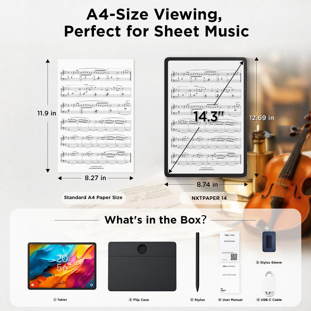 TCL NXTPAPER 14 Android Tablet, 14.3" 2.4K Paper-Like Display, 8+256GB