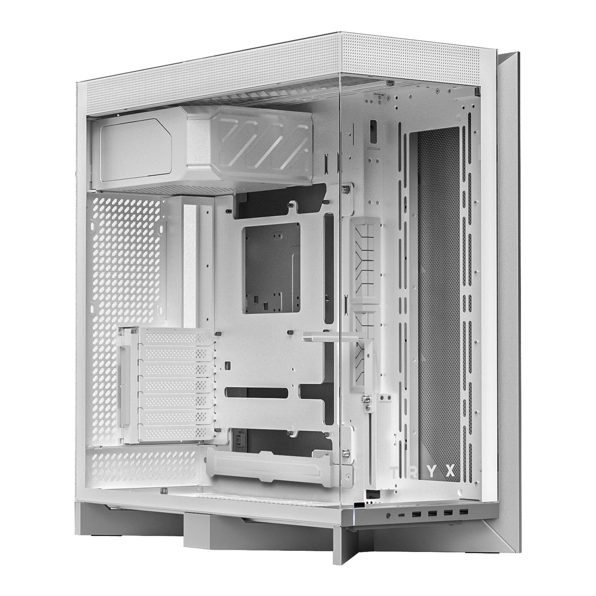 TRYX Luca L70 ATX PC Case Panoramic Glass with Front Panel ATX Case Dual Chamber High Modularity 6000-Series Anodized Aluminum Frame Computer Case 420mm Radiator Support USB 3.2 Type-C I/O Panel