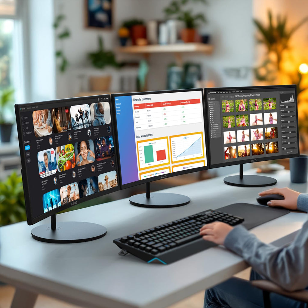 Kado 3-Pack Trio 27" Curved 1500R 1920x1080 75Hz FHD Computer Monitor